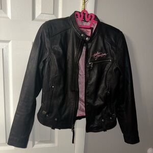 NWOT Harley Davidson Women's Genuine Leather Riders Jacket Black/Pinm
